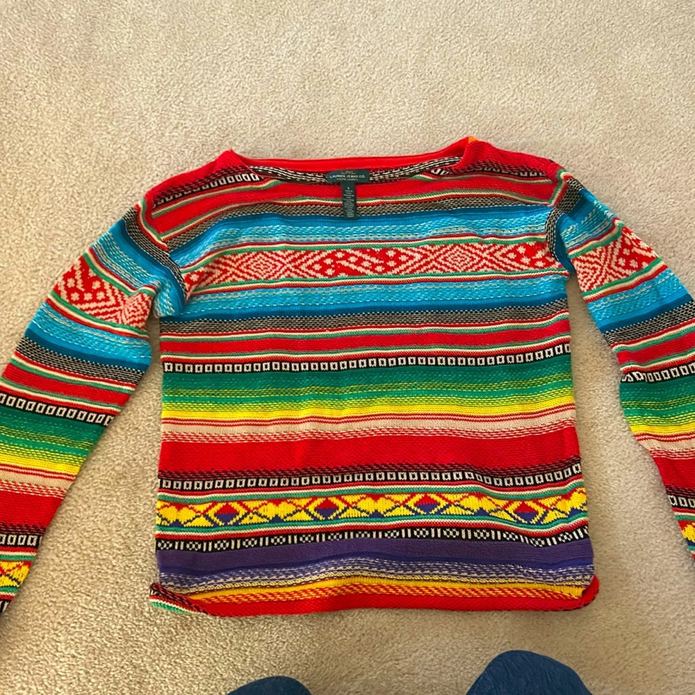 Never Worn Ralph Lauren Colorful Knit sweater size S
